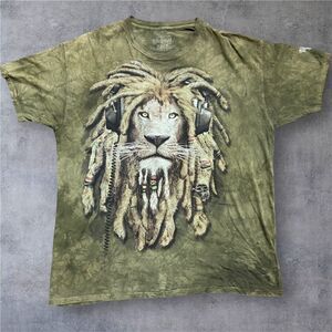 Rainforest Cafe Mountain 2011 Manimals Rasta Lion Green Dyed T-Shirt Men's 2XL
